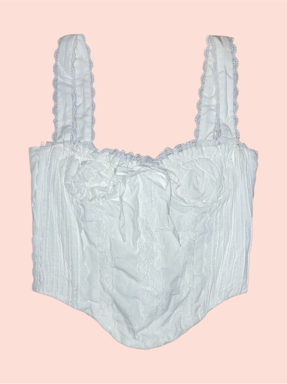 White Lace-Trim Corset Crop Top